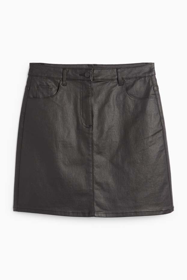Dames - Minirok - glanzend - zwart