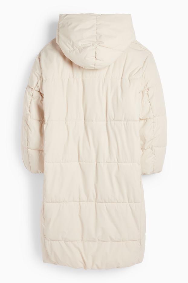 Mujer - Abrigo acolchado con capucha - hidrófugo - beige claro