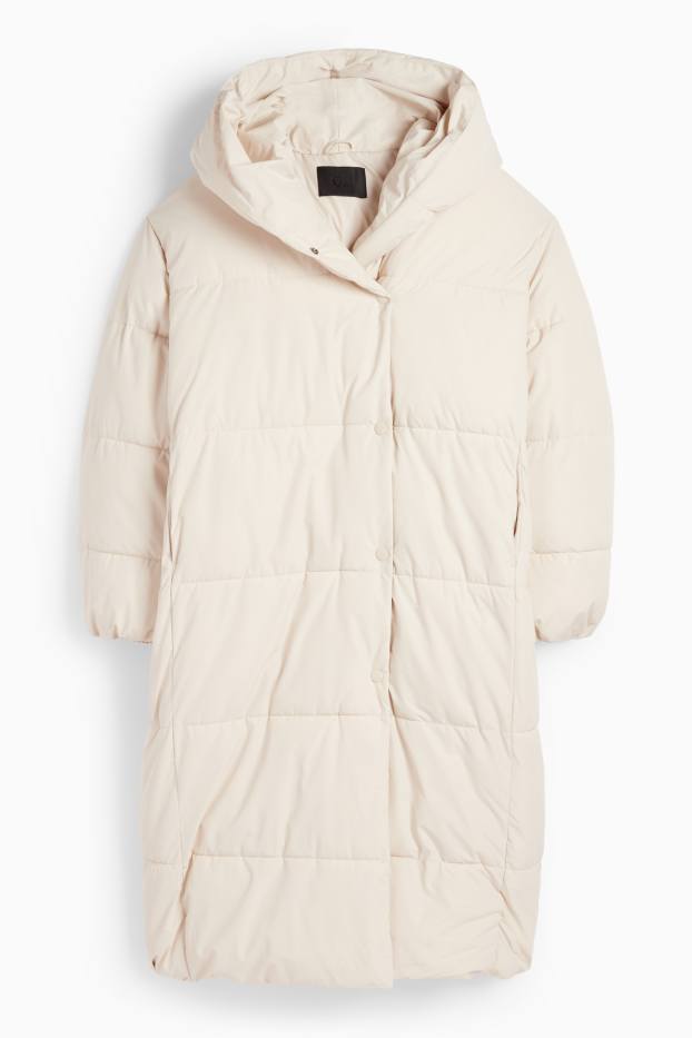 Mujer - Abrigo acolchado con capucha - hidrófugo - beige claro