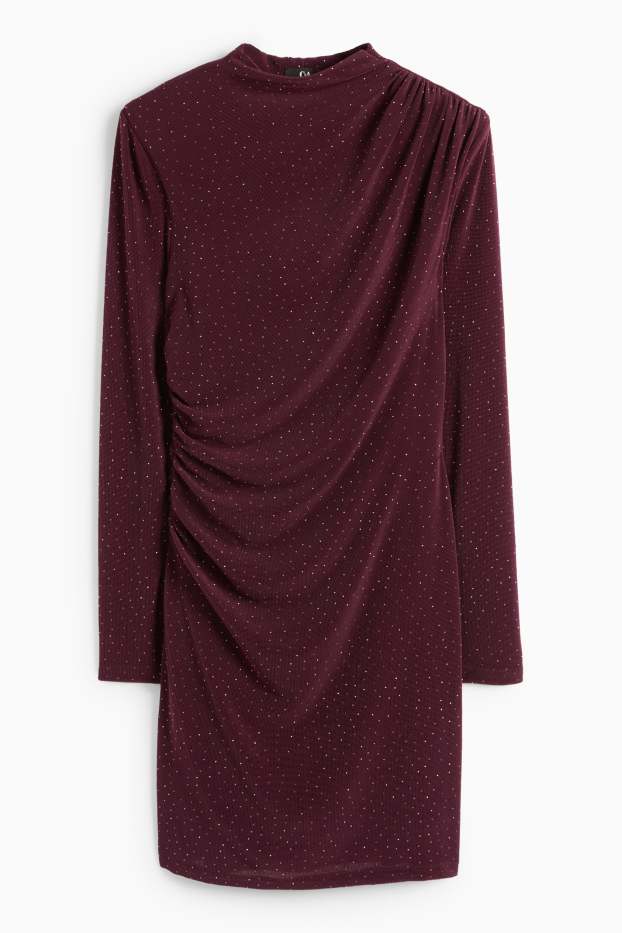 Femmes - Robe Bodycon avec pierres de strass - bordeaux