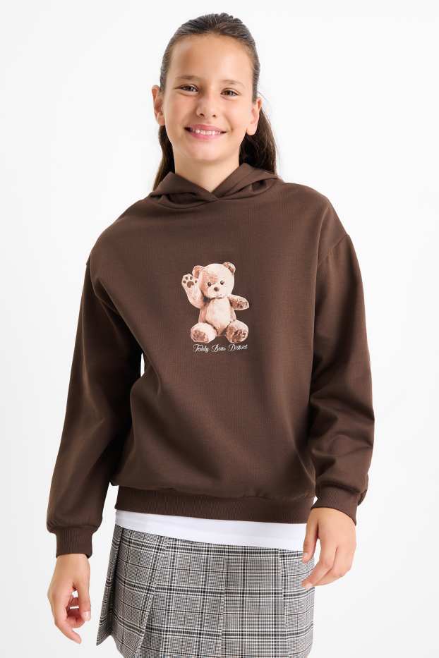 Enfants filles - Teddy bear - sweat à capuche - marron foncé