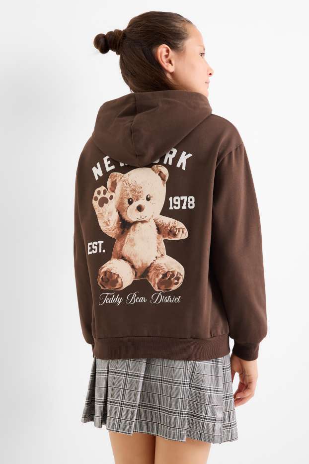 Enfants filles - Teddy bear - sweat à capuche - marron foncé