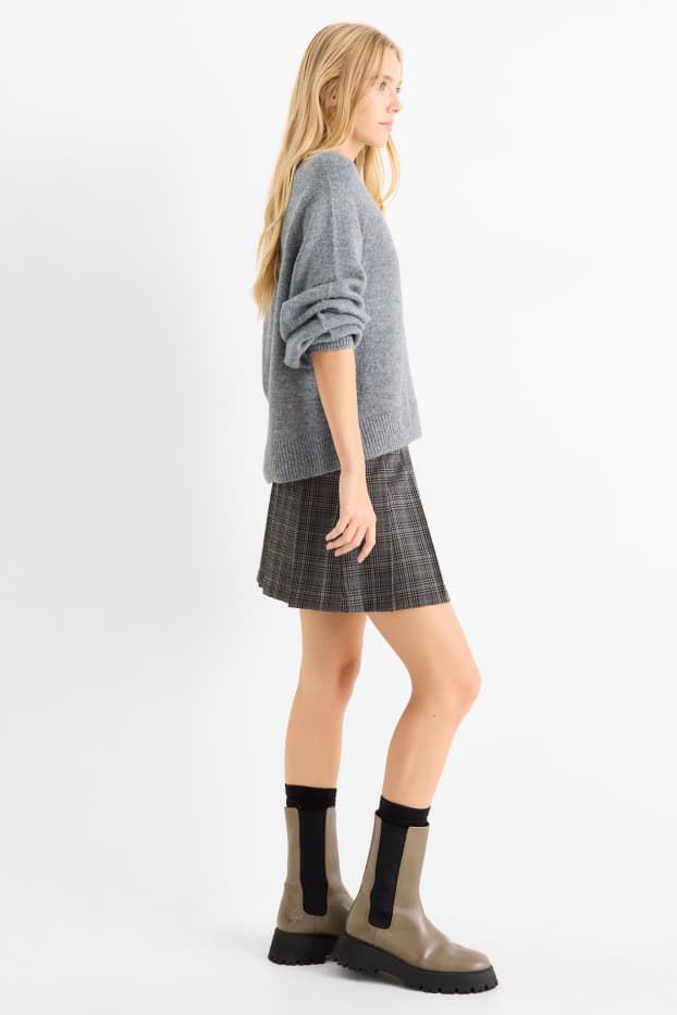 Women - Skort - check - dark gray