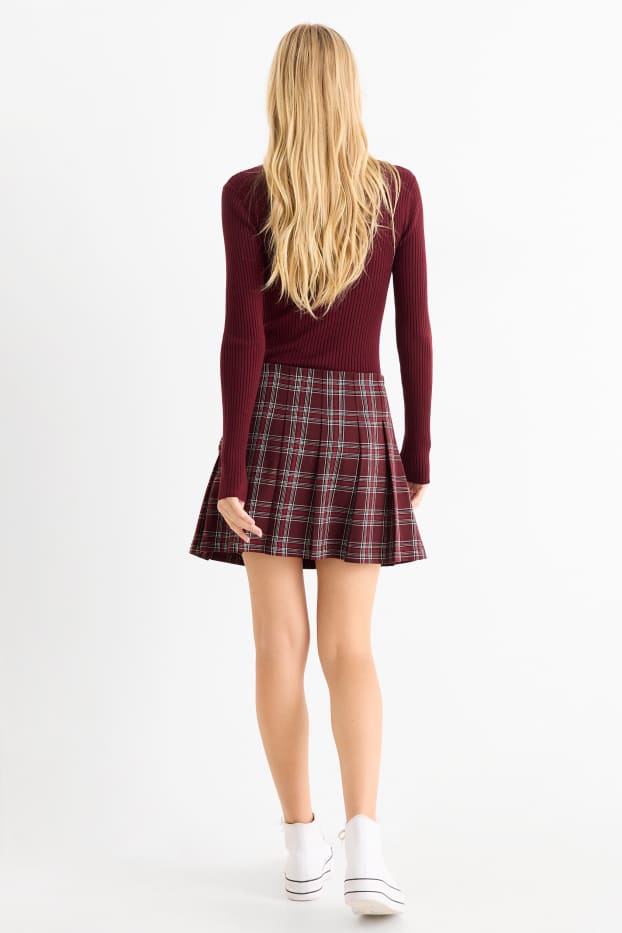 Women - Skort - check - bordeaux