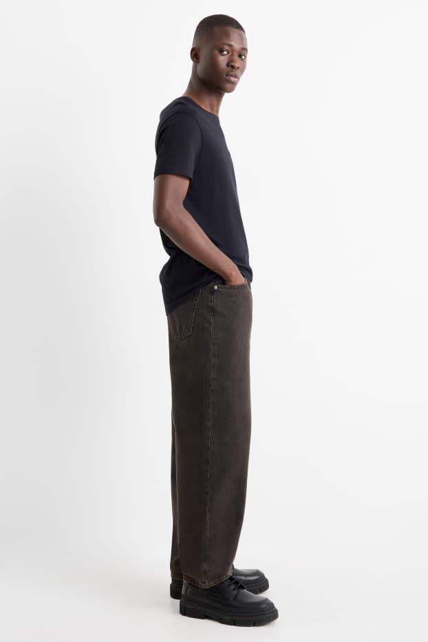 Pánské - Barrel jeans - džíny - hnědé