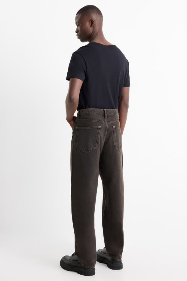Pánské - Barrel jeans - džíny - hnědé
