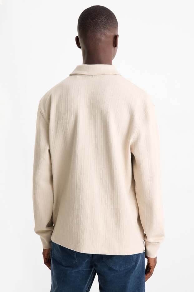 Hommes - Polo - relaxed fit - finition texturée - beige