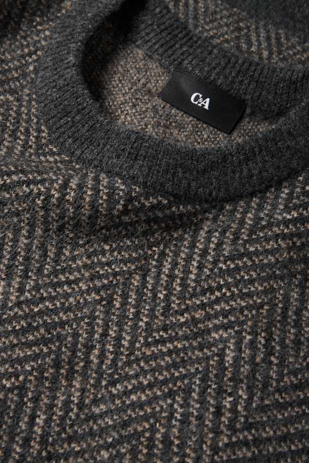 Men - Jumper - patterned - dark gray