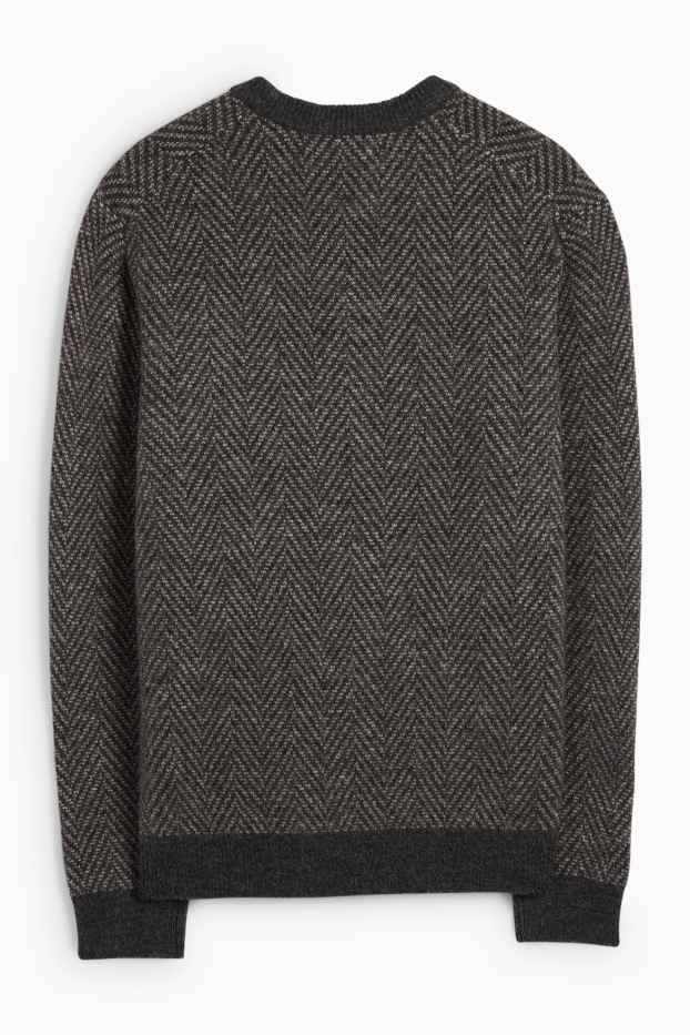 Men - Jumper - patterned - dark gray