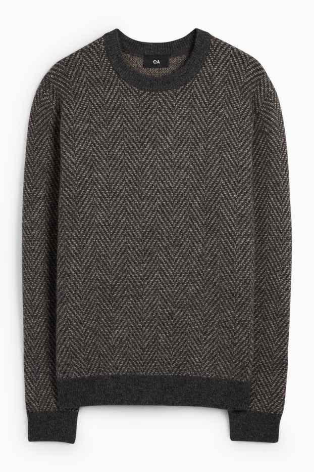 Men - Jumper - patterned - dark gray
