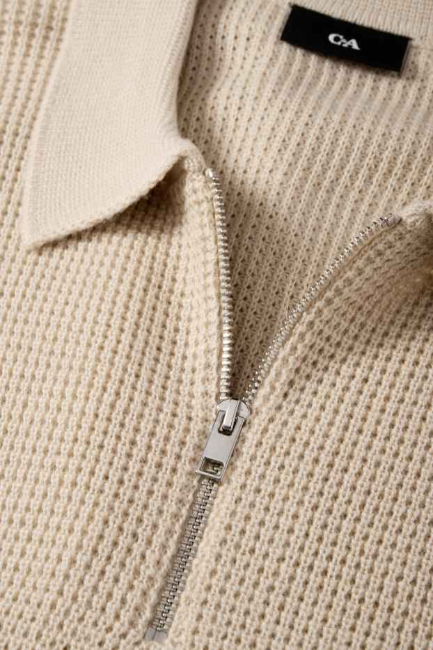 Men - Jumper - textured - beige