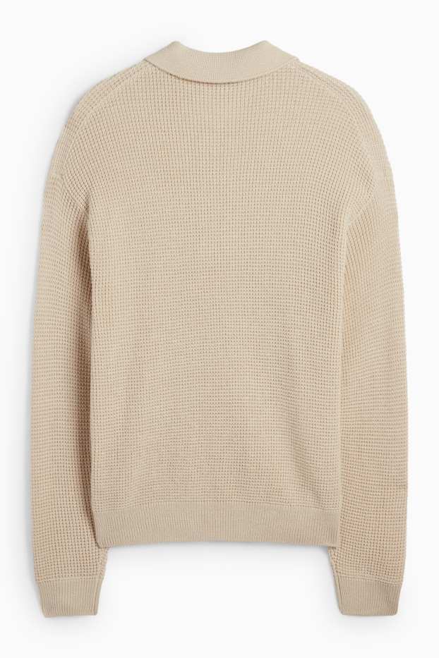Men - Jumper - textured - beige