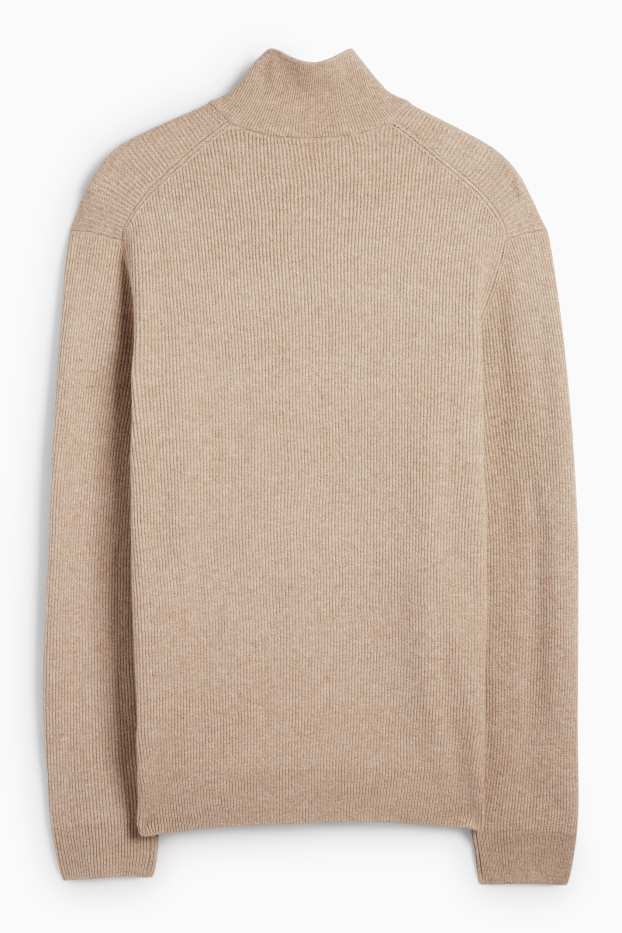 Men - Jumper - ribbed - beige