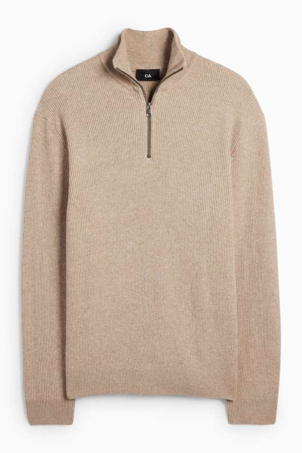 Men - Jumper - ribbed - beige