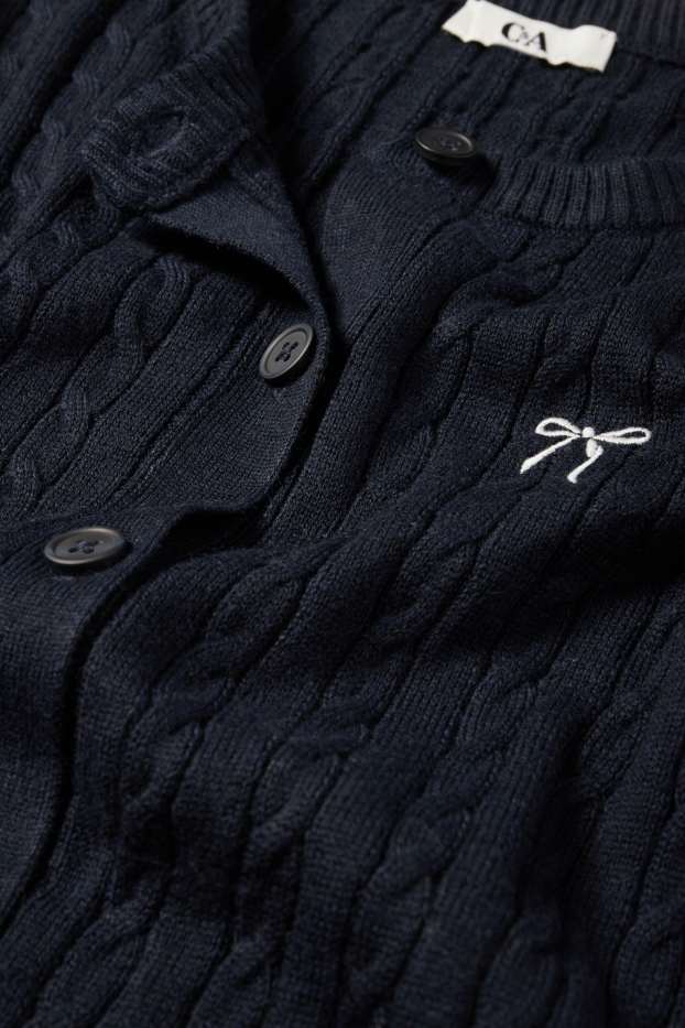 Donna - Cardigan - motivo a treccia - blu scuro
