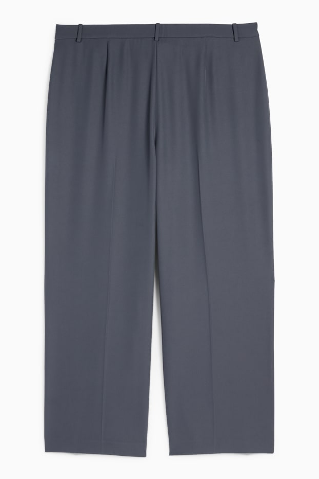 Damen - Stoffhose - High Waist - Wide Leg - blau
