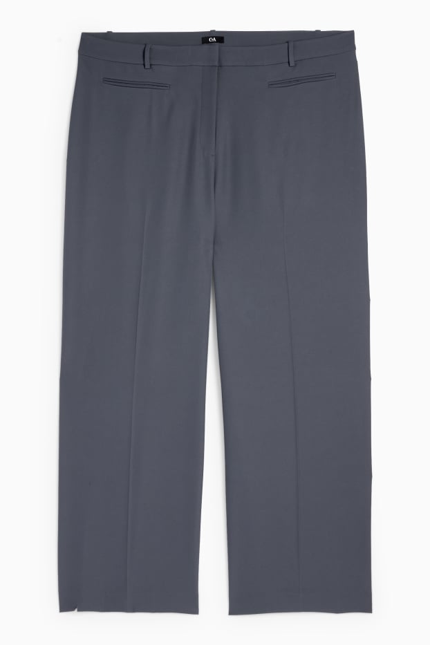 Damen - Stoffhose - High Waist - Wide Leg - blau