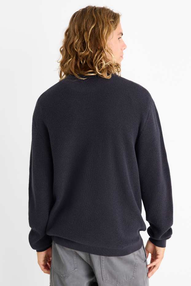 Herren - Pullover - strukturiert - dunkelblau