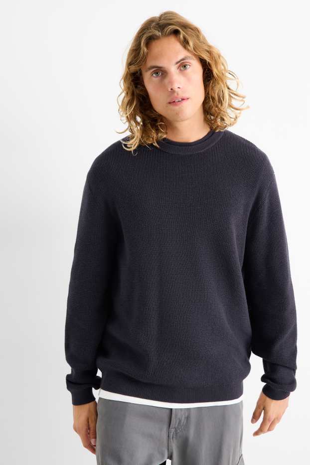 Herren - Pullover - strukturiert - dunkelblau