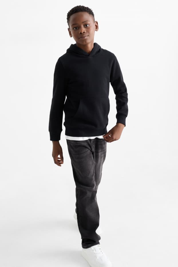 Dzieci chłopcy - Straight jeans - ciepłe dżinsy - jog denim - dżins-szary