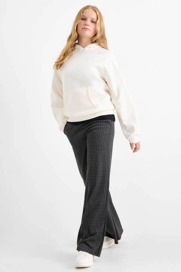 Nena - Pantalons de punt - de quadres - negre / gris fosc