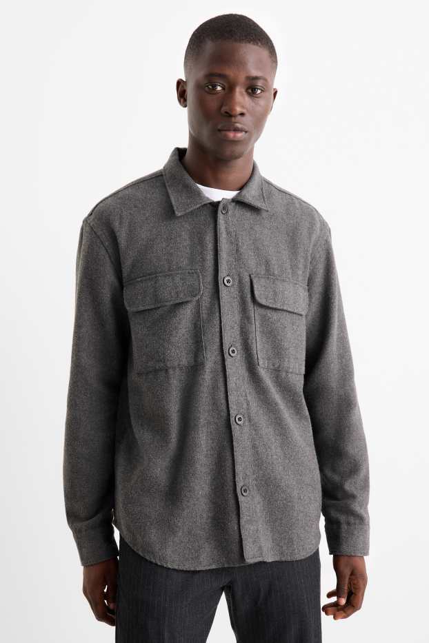 Home - Camisa - relaxed fit - Kent - gris fosc