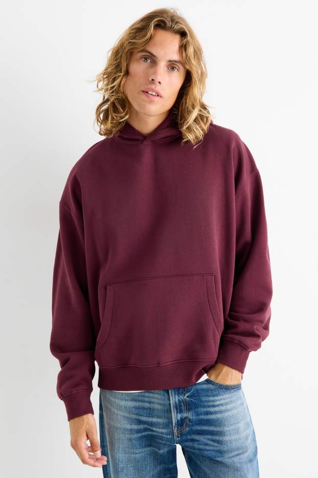 Hombre - Sudadera con capucha - burdeos
