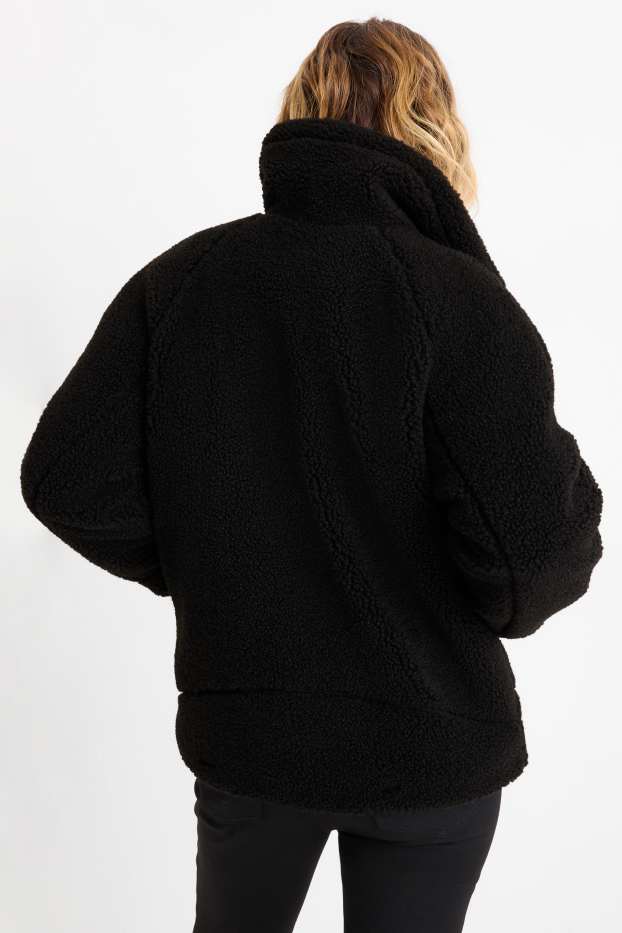 Damen - Teddy-Jacke - schwarz