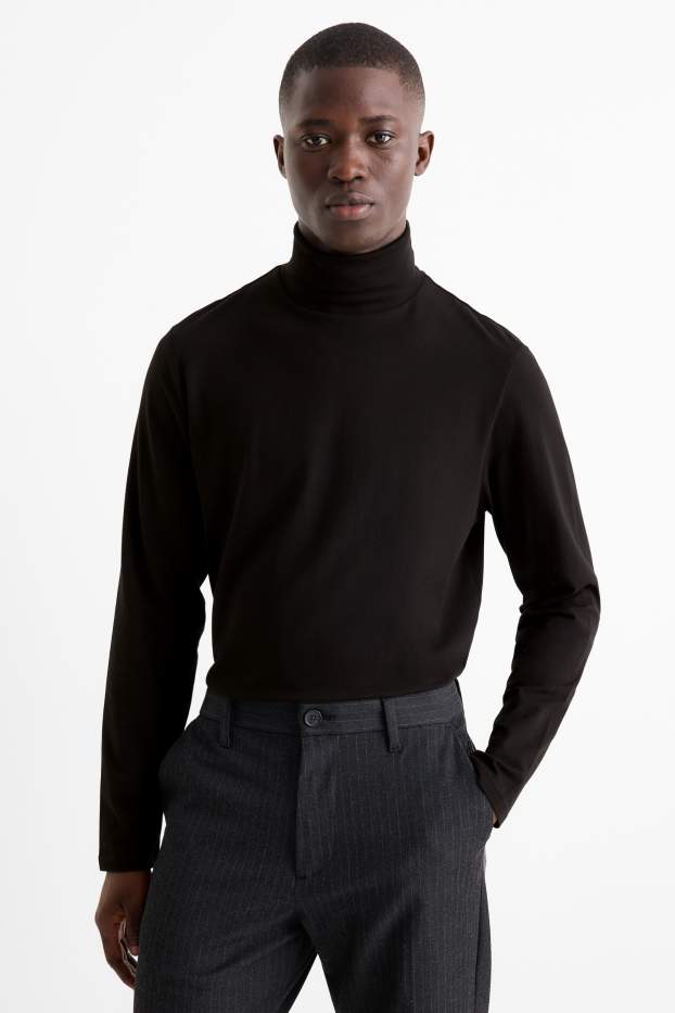 Herren - Rollkragenshirt - schwarz