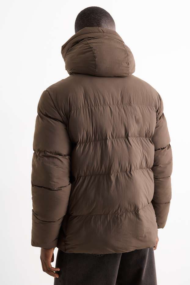 Herren - Steppjacke mit Kapuze - dunkelbraun