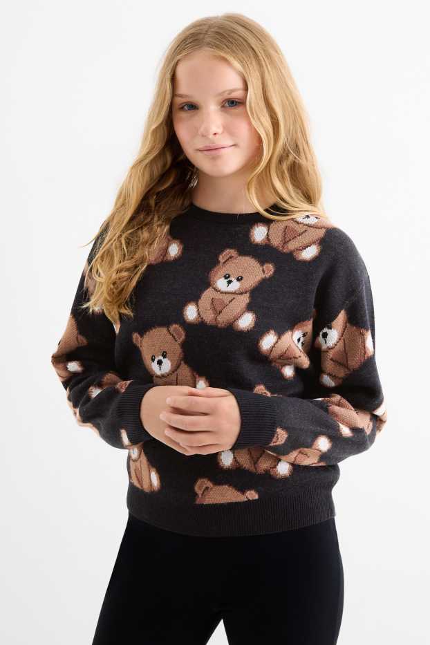 Enfants filles - Ours en peluche - pull - marron