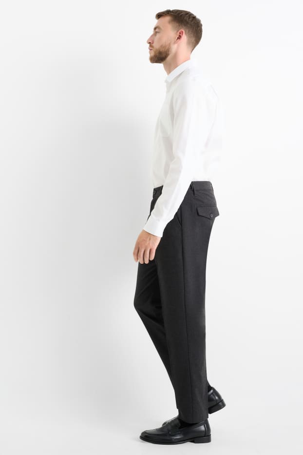 Uomo - Pantaloni di flanella - tapered fit - blu scuro