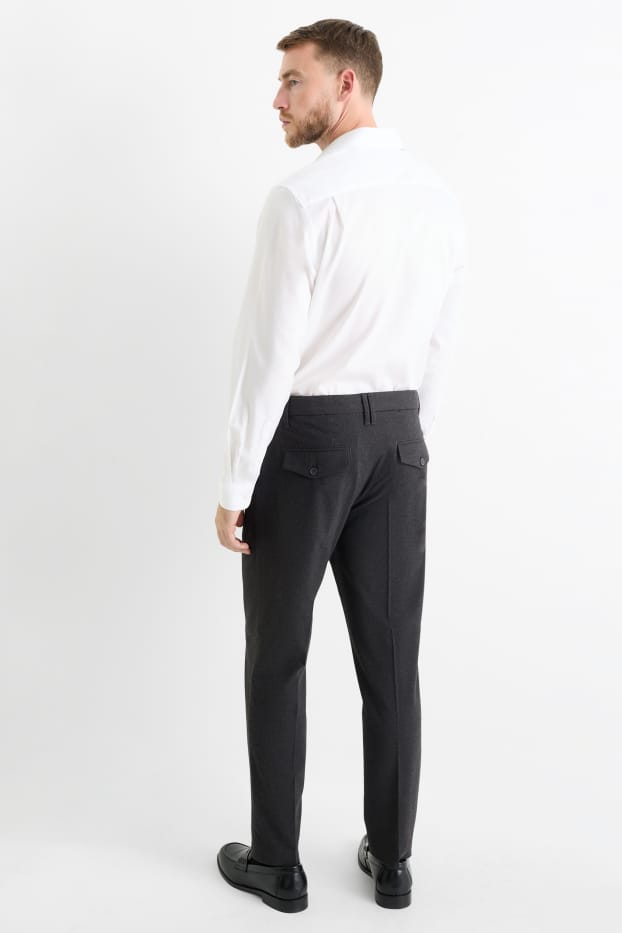 Uomo - Pantaloni di flanella - tapered fit - blu scuro
