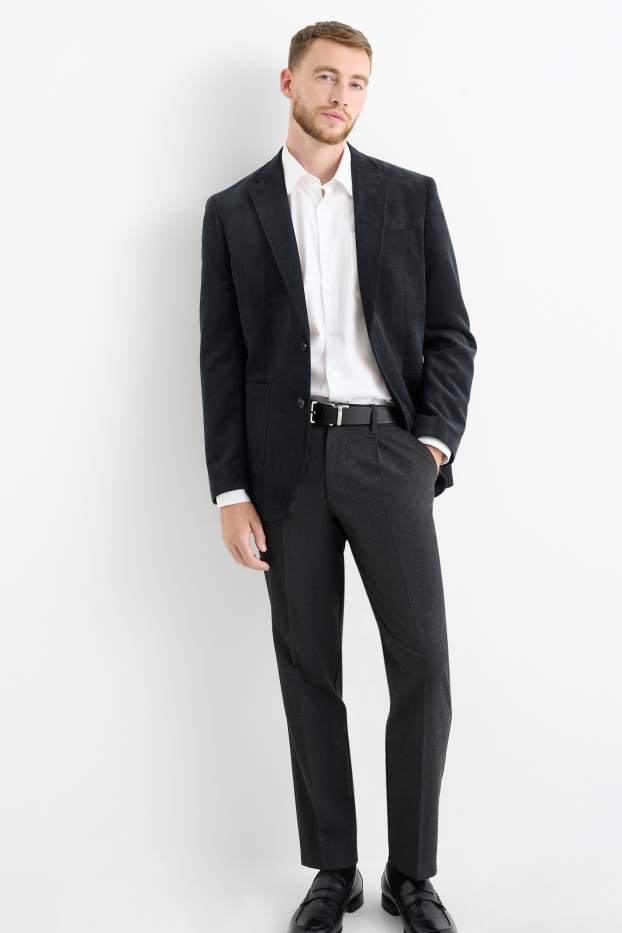 Uomo - Pantaloni di flanella - tapered fit - blu scuro