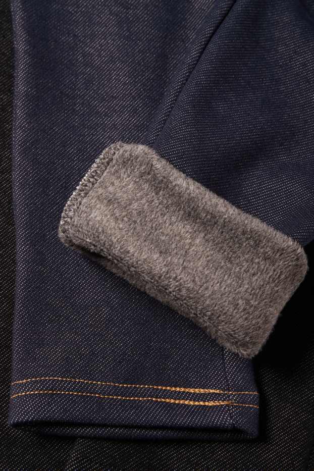 Kinderen: meisjes - Set van 2 - thermolegging - denim look - jeansdonkerblauw