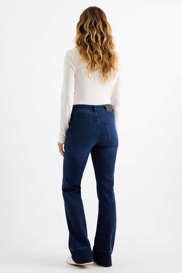 Women - Flared jeans - mid-rise waist - denim-dark blue