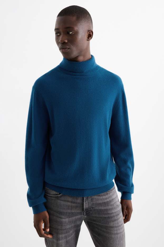Herren - Kaschmir-Rollkragenpullover - petrol
