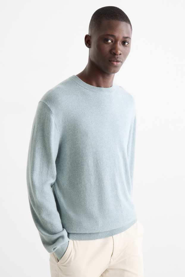 Herren - Kaschmir-Pullover - hellblau