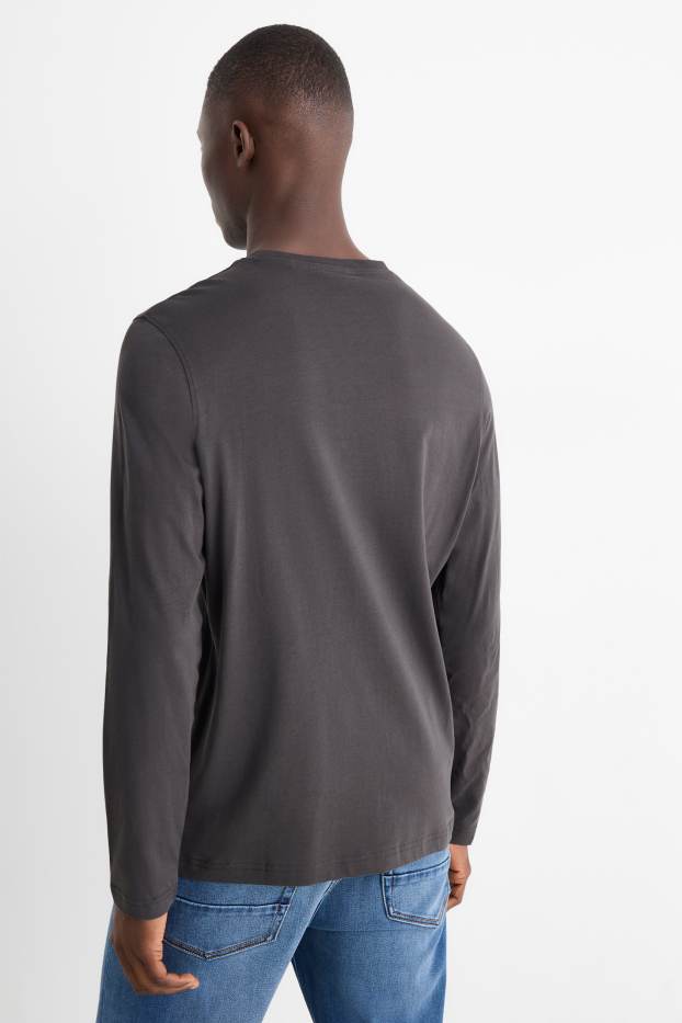Heren - Longsleeve - donkergrijs