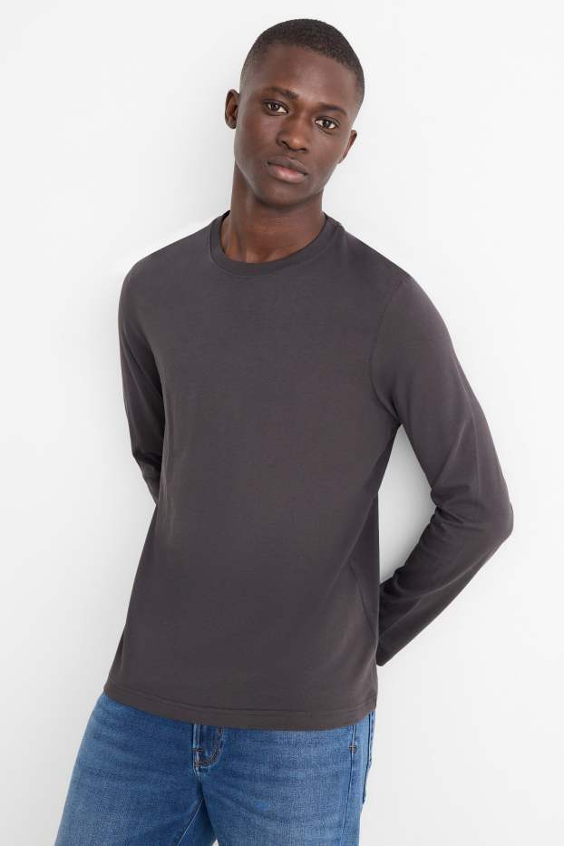 Heren - Longsleeve - donkergrijs