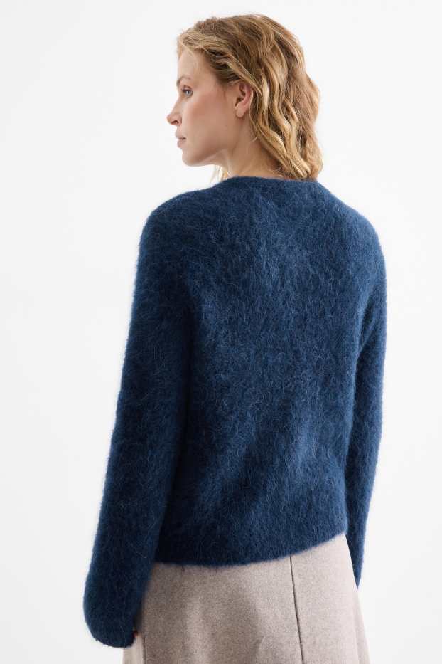 Mujer - Cárdigan - mezcla de alpaca - azul oscuro