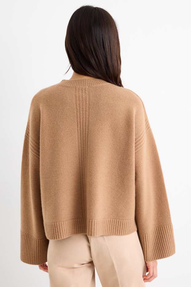Mujer - Jersey con cachemir - mezcla de lana - marrón claro
