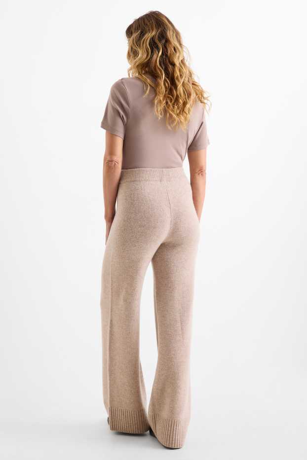 Damen - Strick-Jogginghose mit Kaschmir-Anteil - Woll-Mix - beige