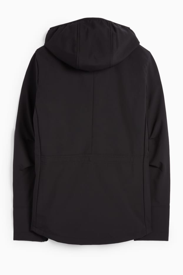 Dames - Softshelljas met capuchon - waterafstotend - 4 Way Stretch - zwart