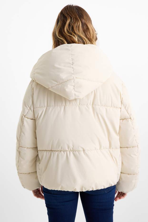 Damen - Steppjacke mit Kapuze - wasserabweisend - cremeweiß