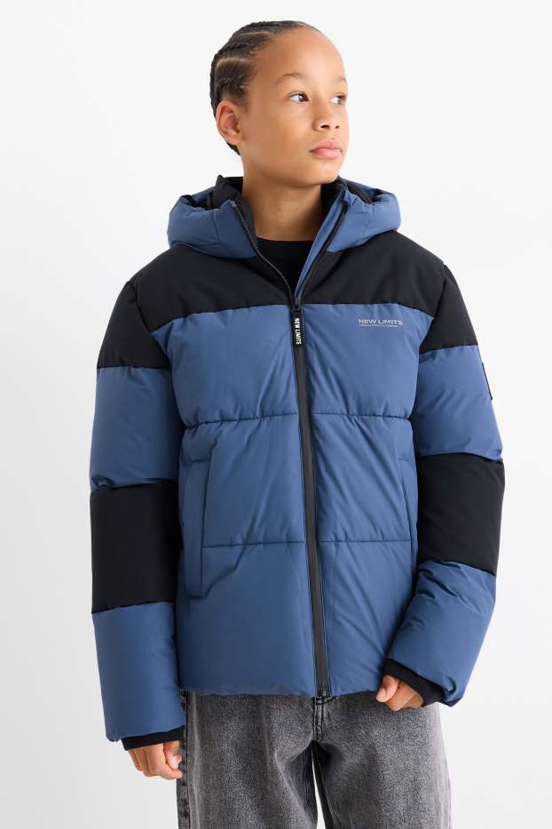 Children Boys - Quilted jacket with hood - dark blue