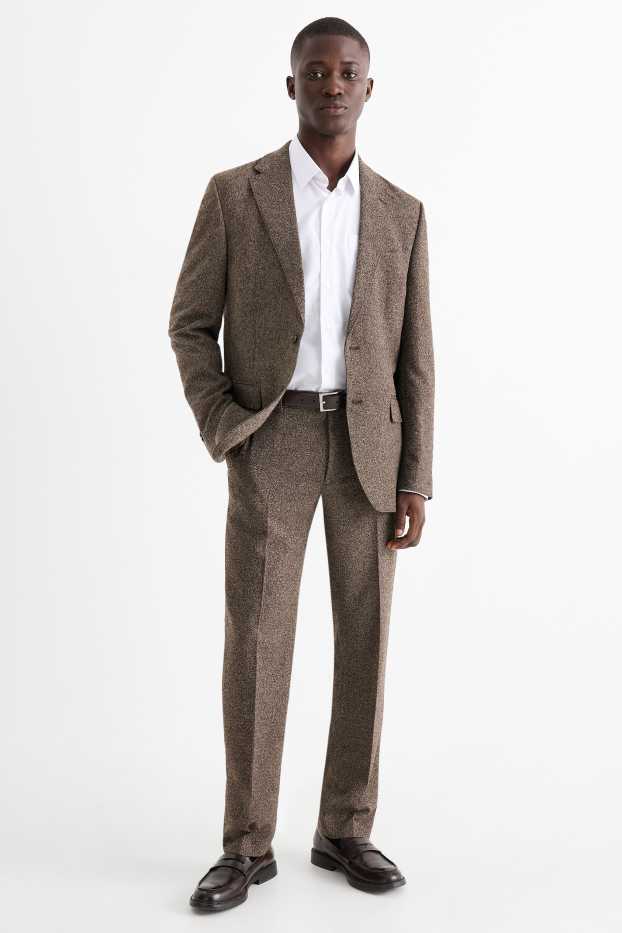 Heren - Broek uit het combi-systeem - regular fit - stretch - met structuur - bruin