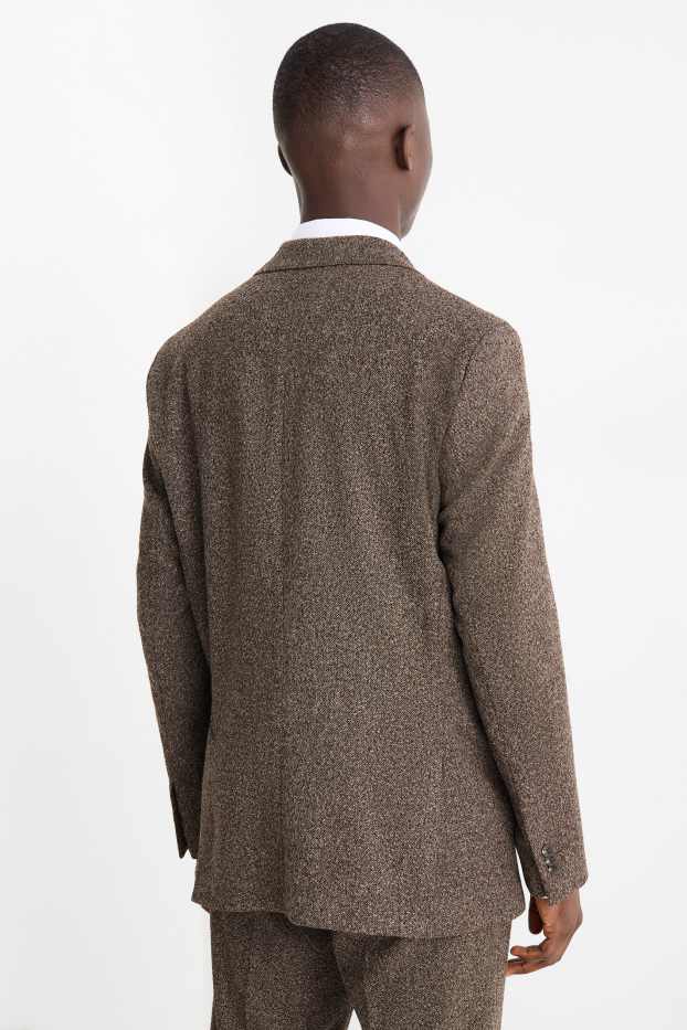 Hommes - Veste de costume - regular fit - extensible - finition texturée - marron