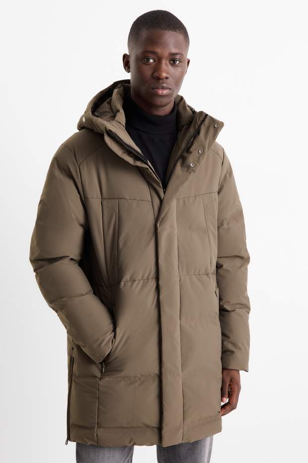 Hommes - Parka à capuche - hiver - déperlante - marron