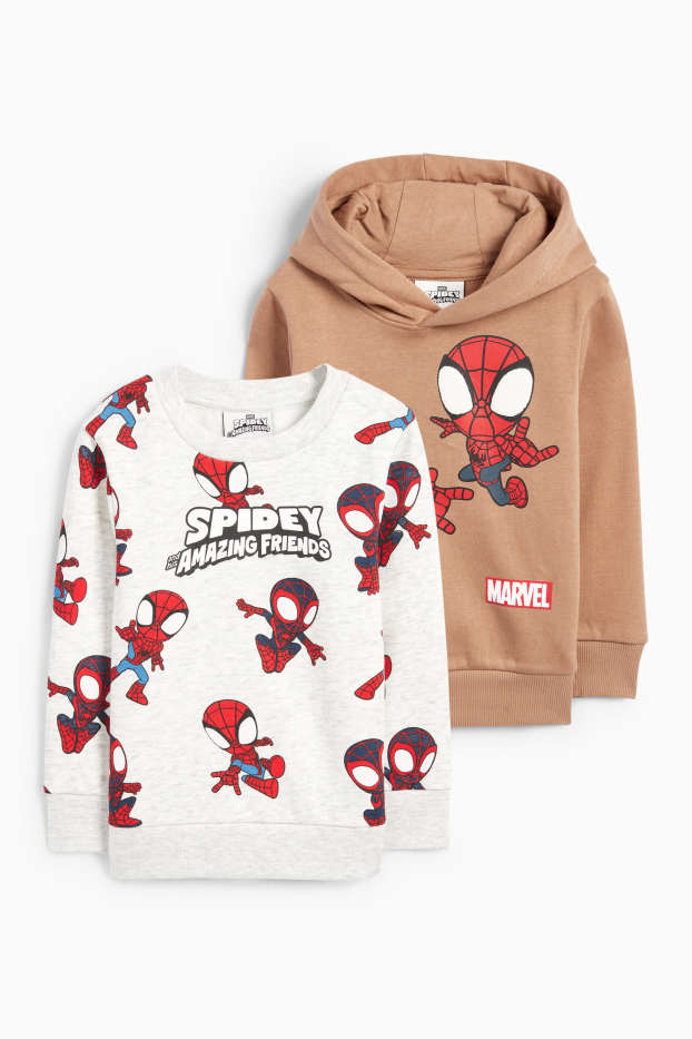 Kinder Jungen - Multipack 2er - Spidey - Hoodie und Sweatshirt - weiss / beige